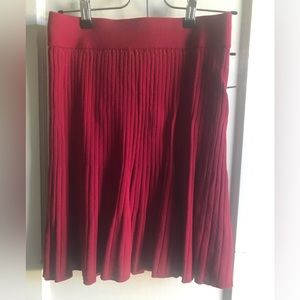 Morello Red Knit Ann Taylor Flounce Sweater Skirt XXS